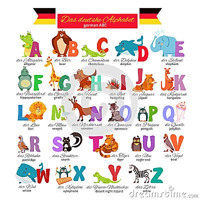 German abc for preschool education Vector Illustration