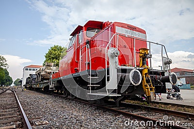 German armoured military vehicles from Bundeswehr, stands on a train waggon Editorial Stock Photo