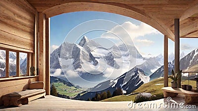 German Austrian Swiss Mountain Views Stock Photo