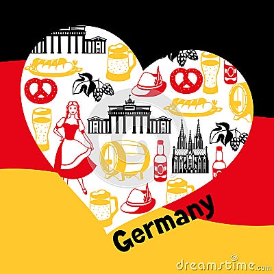 German background design. Germany national traditional symbols. Vector Illustration