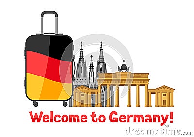 German background design with suitcase. Vector Illustration