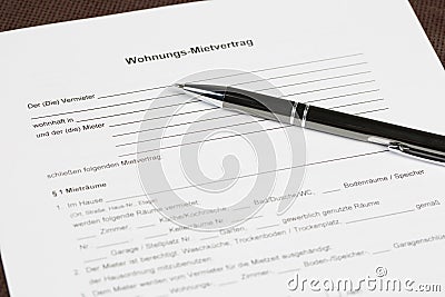 German blank tenancy agreement Stock Photo