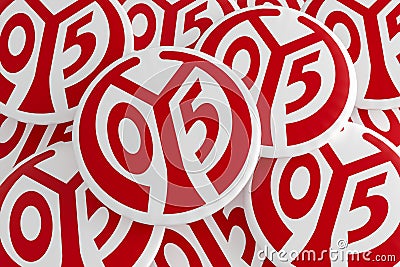 German Bundesliga Badges: Pile of 1. FSV Mainz 05 Logo Buttons, 3D Illustration Editorial Stock Photo