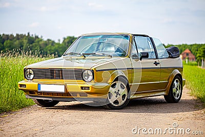 German cabriolet stands on a country path Stock Photo