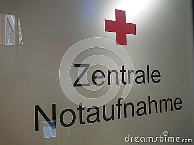 Central Emergency Room in German language Editorial Stock Photo