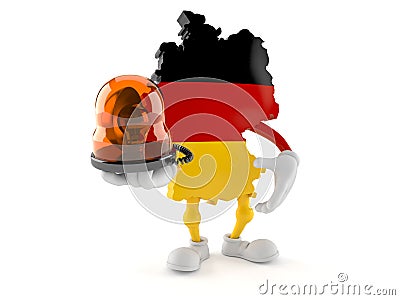 German character holding emergency siren Cartoon Illustration