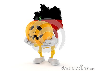 German character holding jack o lantern Cartoon Illustration