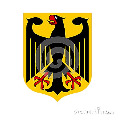 German coat of arms with an eagle on a shield. Flat emblem Stock Photo