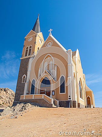 German colonial church in namibian Luderitz Stock Photo