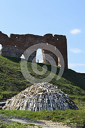 Ruins of Ludza medieval castle. Stock Photo