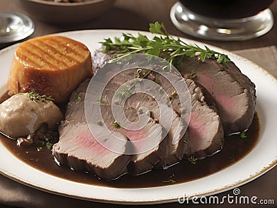 German Culinary Tradition: Exploring the Savory Flavors of Sauerbraten Stock Photo