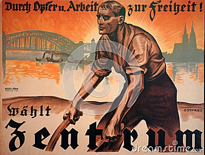 German 1924 Election Poster Editorial Stock Photo