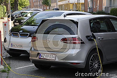 GERMAN ELECTRIC CARS VOLKS WAHEN AND BMW at e.on Editorial Stock Photo