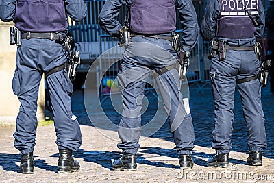 German Federal police officer protecting the city Stock Photo