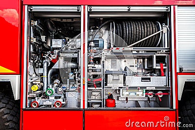 German fire truck equipment Stock Photo