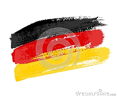 German flag made of brush strokes. Vector grunge flag of Germany isolated on white background. Vector Illustration