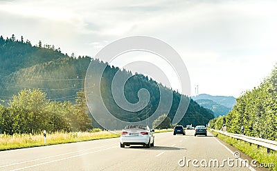 German highway with luxury Audi convertible cabriolet car Editorial Stock Photo