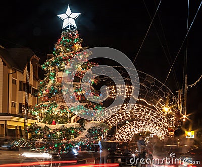 Christmas Decoration at Night Gramado Editorial Stock Photo