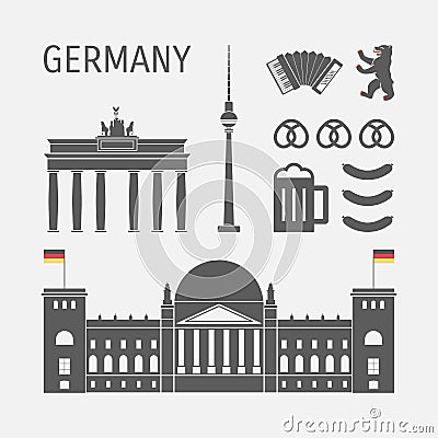 German infographics. Symbol of Berlin, architecture. Vector Illustration