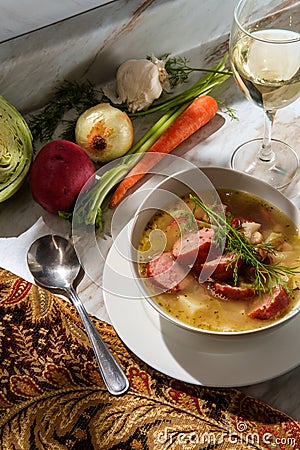 German Kielbasa Oktoberfest Stew Stock Photo