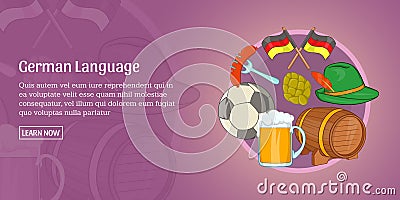 German language banner horizontal, cartoon style Vector Illustration