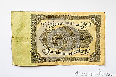 German Mark Banknote from 1922 Stock Photo
