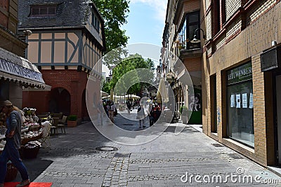 German Marketplace Alley in Wiesbaden Germany Editorial Stock Photo