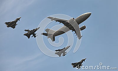 German military plane and attack jets on Berlin air show Editorial Stock Photo