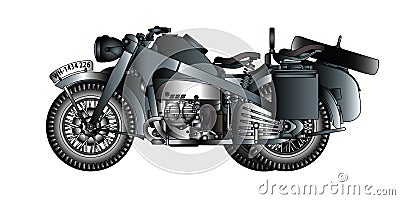 German Motorcycle with sidecar Stock Photo