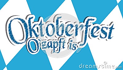 German Munich Beer Festival Oktoberfest It Is Tapped - Blue And White Vector Illustration - Diamond Shaped Background Stock Photo