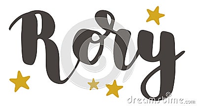 German spelling of the male name Rory. German lettering. Vector Illustration