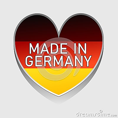 German national colored heart with text made in germany Cartoon Illustration