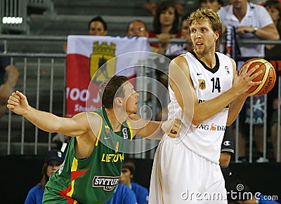 Nowitski during European match againt Letonia Editorial Stock Photo