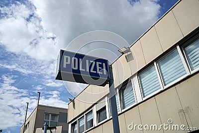 German Police or Polizei Station Sign Editorial Stock Photo