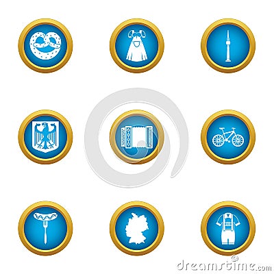 German quality icons set, flat style Vector Illustration