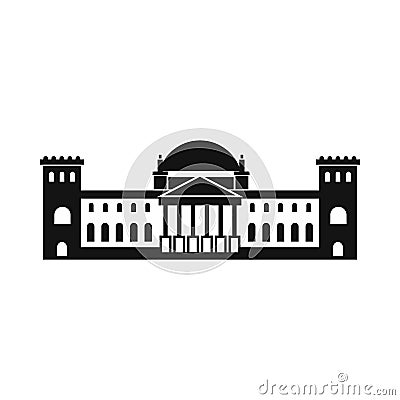 German Reichstag building icon, flat style Vector Illustration