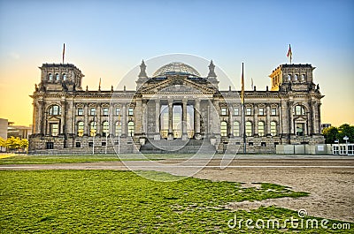 German Reichstag building during the sunrise, Berlin, Germany Stock Photo
