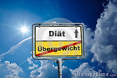 German roadsign diet / fastfood Stock Photo