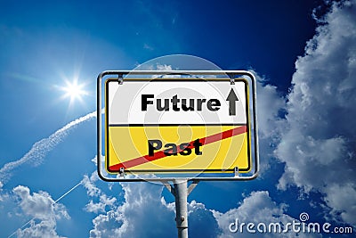 German roadsign of Future and Past Stock Photo