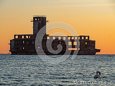 German`s Torpedo Station, ruins from World War 2 at the sunrise Stock Photo