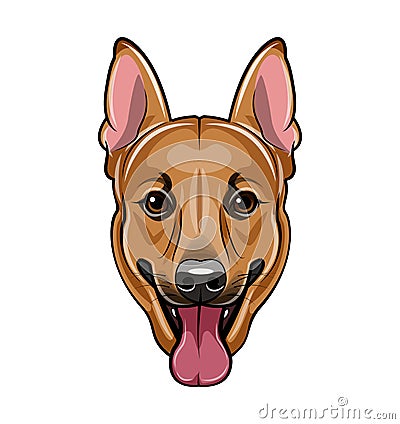 German shepherd dog face. Cartoon vector illustration isolated on white Vector Illustration