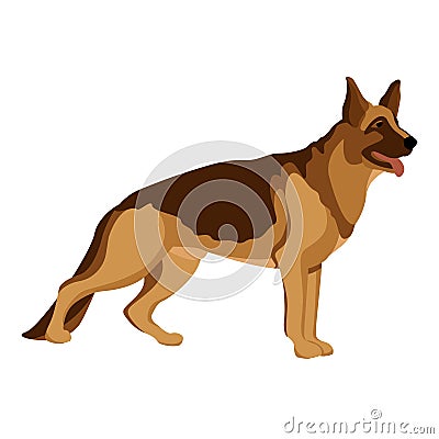 German Shepherd Dog Flat realistic style Vector Illustration