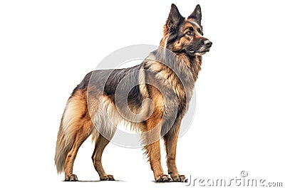 German Shepherd standing, isolated on white. AI generated Stock Photo