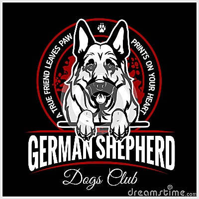 German Shepherd - vector illustration for t-shirt, logo and template badges Vector Illustration