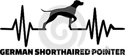 German shorthaired pointer heartbeat word Vector Illustration