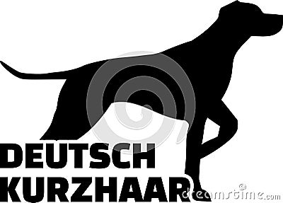 German shorthaired pointer silhouette german word Vector Illustration