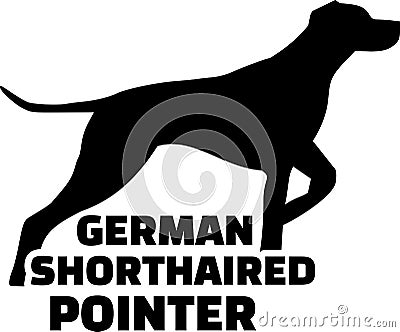 German shorthaired pointer silhouette word Vector Illustration