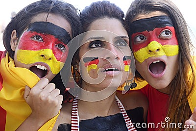 German soccer fans concerned about team performance. Stock Photo