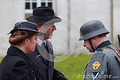 German soldier checking civilians Editorial Stock Photo