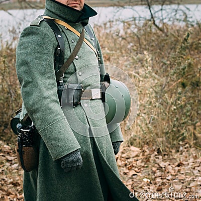 Overcoat of a German soldier from the Second World War Editorial Stock Photo